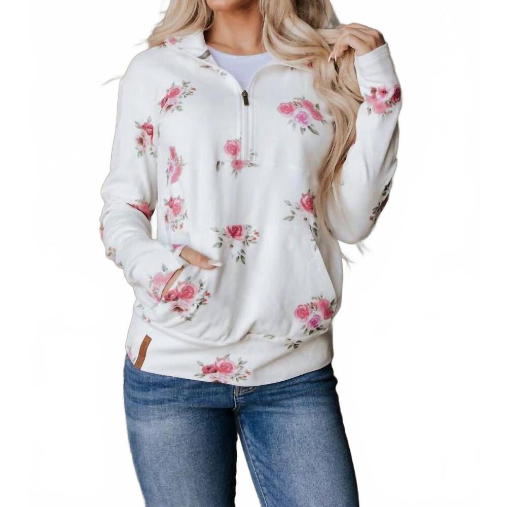 NEW AMPERSAND AVE halfzip sweatshirt in garden bloom